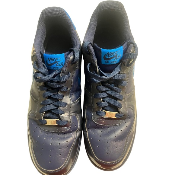 Nike Air Force 1 Mens Size 13 Navy Blue Leather Lace Up High Top Sneakers - Picture 5 of 5